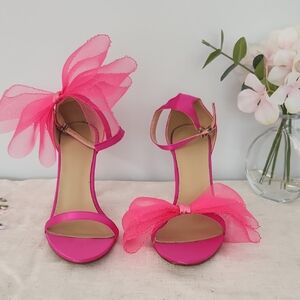 Pink Stiletto High Heel Pumps with Bow